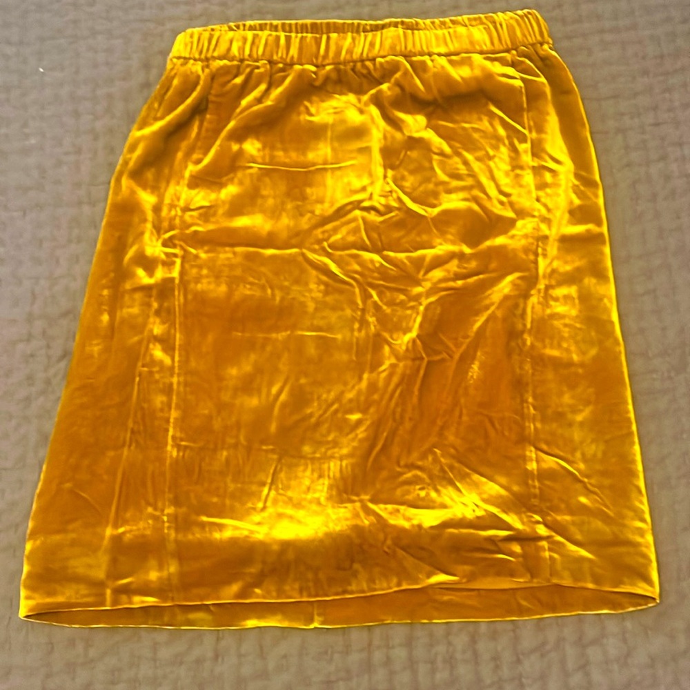 EUC Gold Velvet Knee-length Skirt